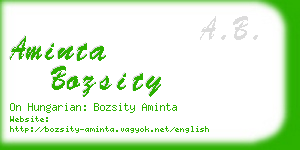aminta bozsity business card
